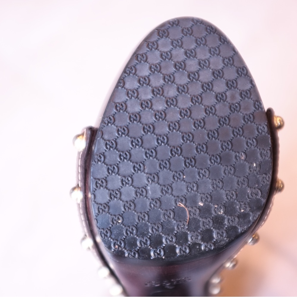 Gucci Signature Web Horsebit Clog Heel Sandals 5.5 - image 5